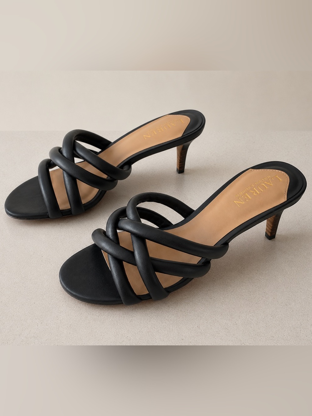 238. Lauren Ralph Lauren Black Knotted Strap Mule Sandals